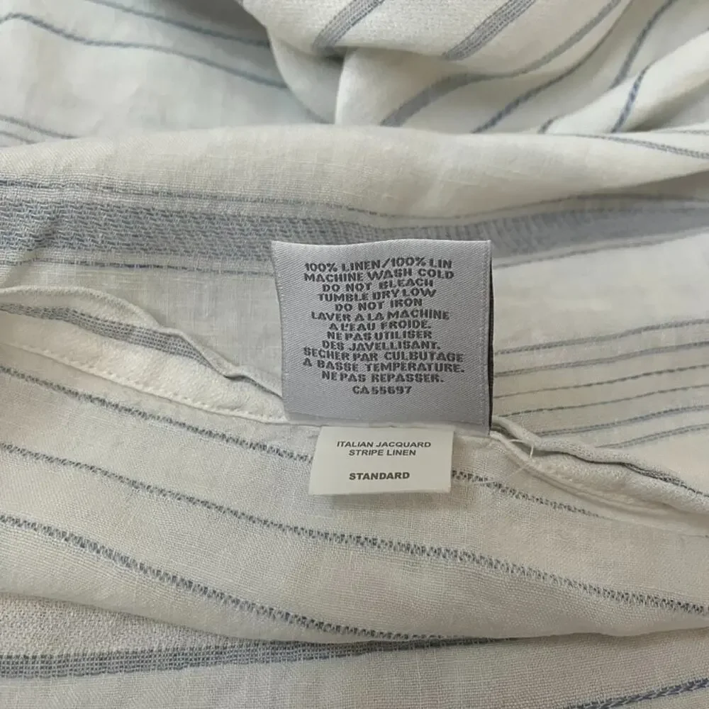 Restoration Hardware Standard Sham Italian Jacquard Stripe Linen
